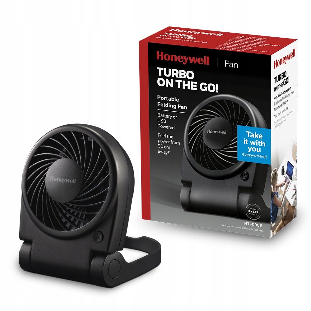 Obehový ventilátor Honeywell Turbo on the Go, čierny